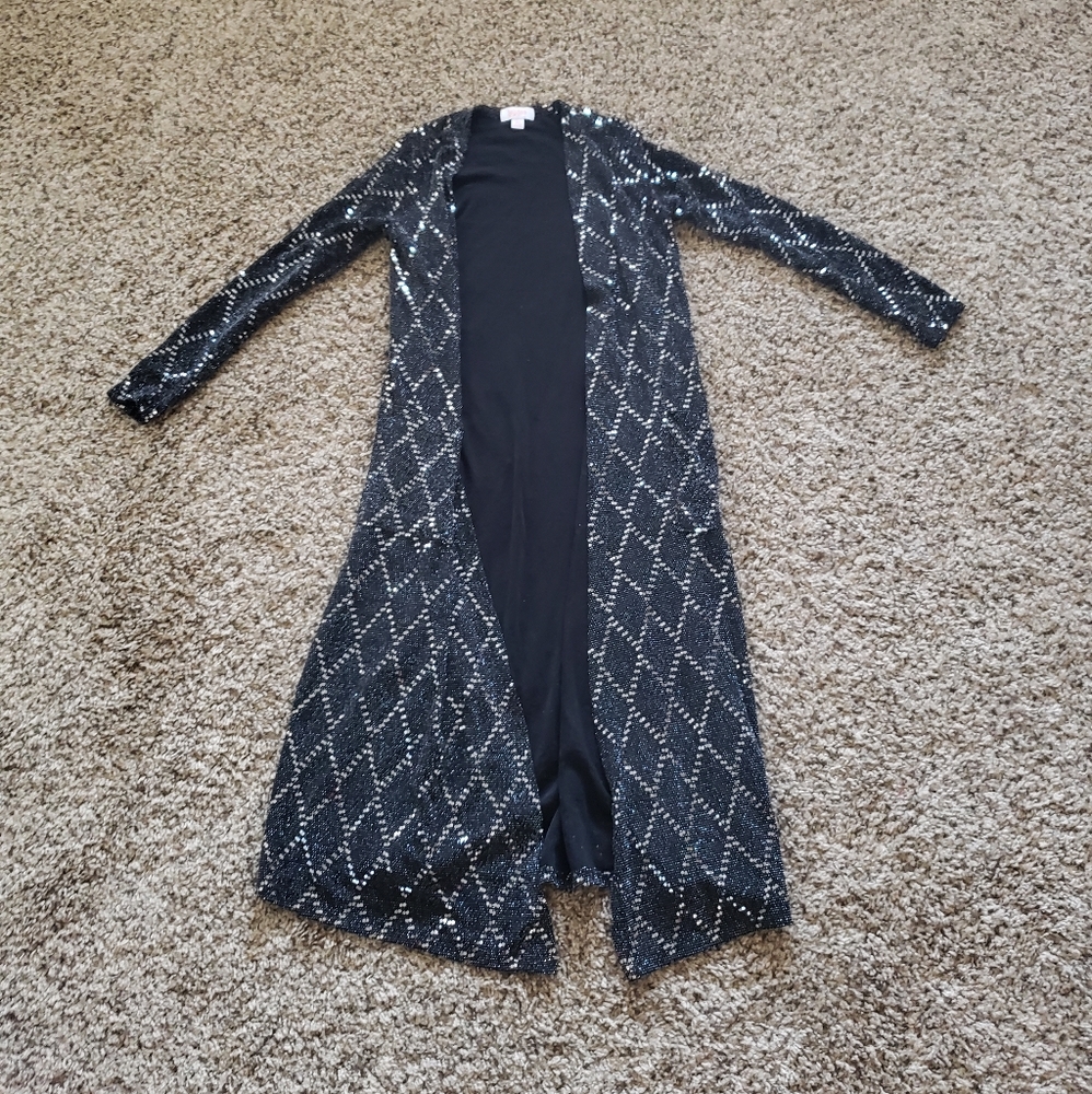 LULAROE "Sarah" Elegant Black Duster Cardigan